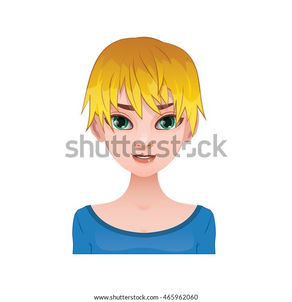 Blonde Woman Short Spiky Hair Stock Vector Royalty Free 465962060