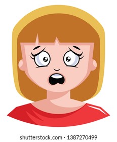 Blonde woman is very anxious illustration vector on white background