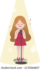 Blonde young female singer - flat vector design