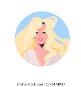 blonde young woman profile avatar beautiful girl face female cartoon character portrait vector illustration