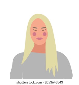 Blonded Girl Chracter.  Vector Illustration.