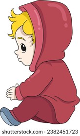 a blonde-haired baby boy was sitting looking around