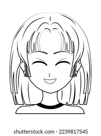 blondie anime girl smiling on white background