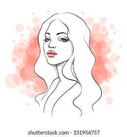 Blondie. Line vector illustration