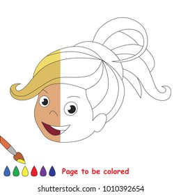 Blondy Girl Face, the coloring book to educate preschool kids with easy gaming level, the kid educational game to color the colorless half by sample.