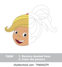 Blondy Girl Face. Dot to dot educational game for kids.