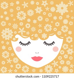 Blondy girl. Vector illustration in flat style