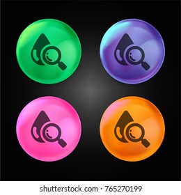 Blood analysis crystal ball design icon in green - blue - pink and orange.