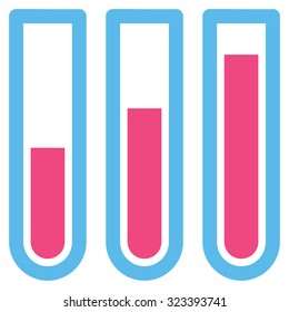 Blood Analysis vector icon. Style is bicolor flat symbol, pink and blue colors, rounded angles, white background.