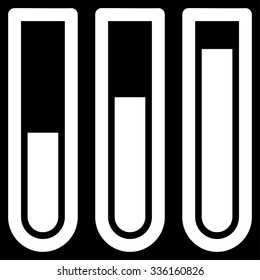 Blood Analysis vector icon. Style is flat symbol, white color, rounded angles, black background.