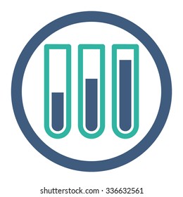 Blood Analysis vector icon. Style is bicolor flat rounded symbol, cobalt and cyan colors, rounded angles, white background.