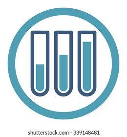 Blood Analysis vector icon. Style is bicolor flat rounded symbol, cyan and blue colors, rounded angles, white background.