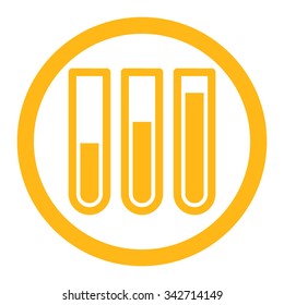 Blood Analysis vector icon. Style is flat rounded symbol, yellow color, rounded angles, white background.