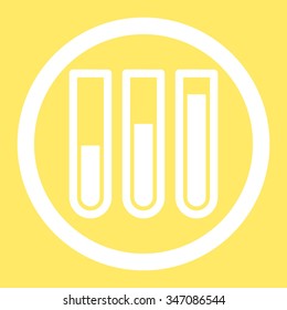 Blood Analysis vector icon. Style is flat rounded symbol, white color, rounded angles, yellow background.