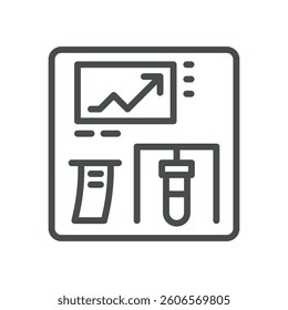 Blood Analyzer Icon. Simple Line Illustration of Medical Analyzer Used for Blood Sample Testing, Diagnostics, and Screening. Suitable for Laboratory and Healthcare Applications