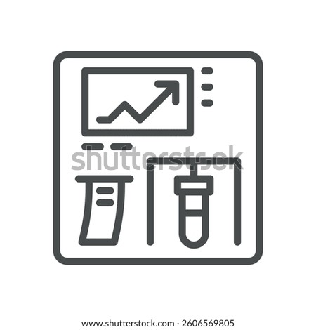 Blood Analyzer Icon. Simple Line Illustration of Medical Analyzer Used for Blood Sample Testing, Diagnostics, and Screening. Suitable for Laboratory and Healthcare Applications