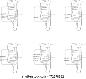 blood bag coffee icon. Vector illustration isolated on a white background.