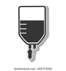Blood bag donation , isolated flat icon with black and white colors.