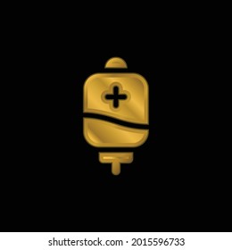 Blood Bag Gold Plated Metalic Icon Or Logo Vector