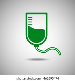 Blood Bag icon. Flat style. Grey background. Vector illustration.