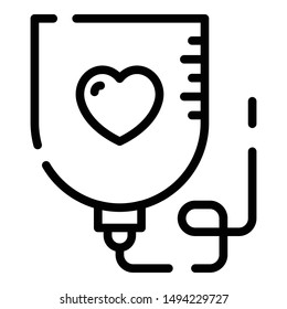 Blood bag icon. Outline blood bag vector icon for web design isolated on white background