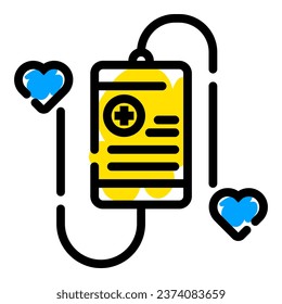 Blood bag icon, saline bag icon vector on white background.