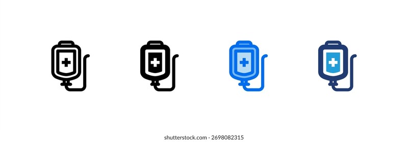 O ícone Blood Bag definiu várias coleções de estilos. Ilustração vetorial.
