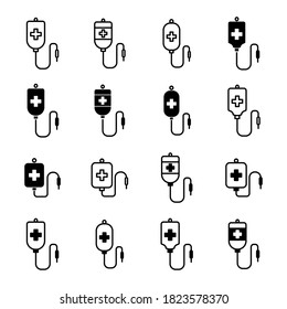 Blood bag icon set vector sign and symbols on trendy design
