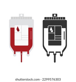 Diseño del vector de conjunto de iconos de la bolsa de sangre.