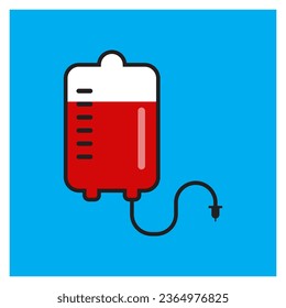 Icono de bolsa de sangre. ilustración vectorial de transfusión. símbolo de signo de perfusión