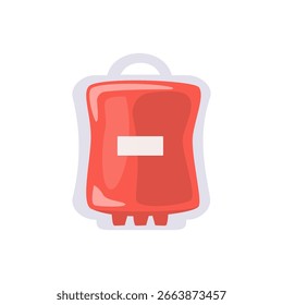 Ícone de saco de sangue - design plano de vetor no fundo branco. Gráfico médico simples e limpo representando doação de sangue, transfusão, cuidados de saúde e serviços hospitalares.