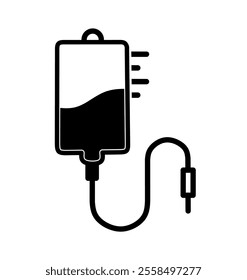 blood bag icon vector on white background. infusion flask icon