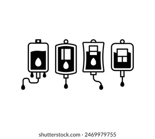 Blutbeutel-Icons Vektorgrafik Design Symbol Zeichen Einfach Schwarz Weiß Flache Illustration Kollektionen Sets