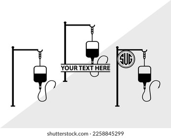 Bolsa de sangre Monograma Vector Ilustración Silhouette