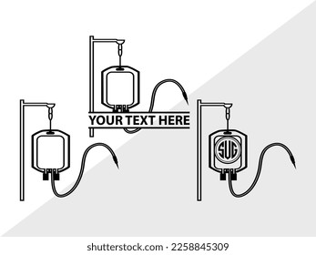 Bolsa de sangre Monograma Vector Ilustración Silhouette