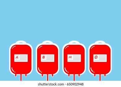 Blood bag on blue vector background design.