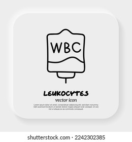 Blood bag with plasma. Doodle thin line icon. Blood donation. Blood type leukocytes. Vector illustration.