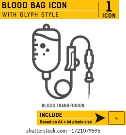 Bluebeutel-Premium-Symbol mit flachem Stil einzeln auf weißem Hintergrund. Design-Vorlage für das Vektorgrafik-Konzept der Bluttransfusion für Grafik, Gesundheitswesen, Webdesign, mobile App, Logo, UI und UX