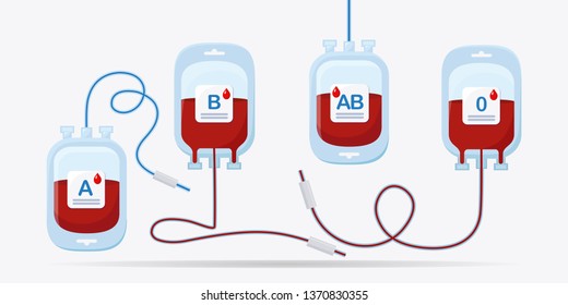 Blood bag with red drop isolated on white background. Donation, transfusion in medicine laboratory concept. Save patient life. Vector flat design