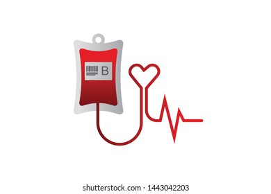Blood bag red icon vector, blood donate related icon vector with blood bag