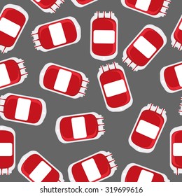 Blood bag seamless pattern. lifeblood transfusion background vector.