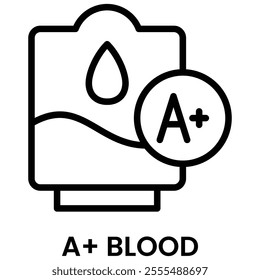 Blood Bag Type A Positive Icon for Medical Element Design
