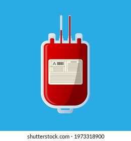 A blood bag with type A blood vector isolated.