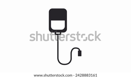 Blood bag vector icon, Vector isolated balck and white flat illustration