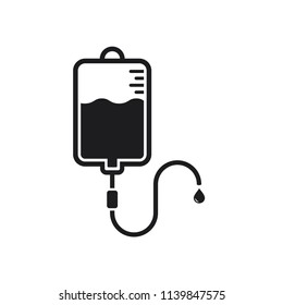 Blood Bag Vector Icon, IV Bag In Trendy Flat Style 