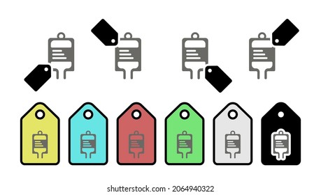 Icono vector de bolsa de sangre en la ilustración de conjunto de etiquetas para ui y ux, sitio web o aplicación móvil 