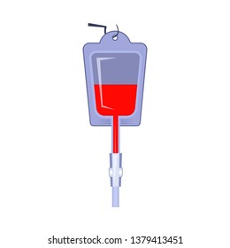 Blood bag vector illustration. Blood donation, donor, blood transfusion. Medical items concept. Vector illustration can be used for topics like medicine, hospital, volunteering