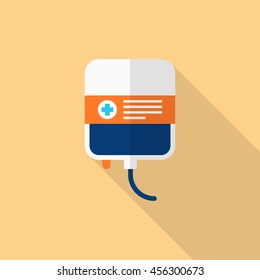 Blood bags icon , Vector flat long shadow design.