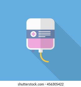 Blood bags icon , Vector flat long shadow design.