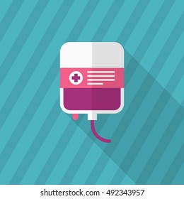 Blood bags icon , Vector flat long shadow design.